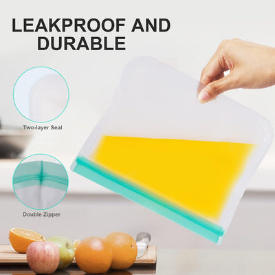 Reusable Freezer Bags - 24 Pack, 4 Gallon + 14 Sandwich + 6 Snack Bags, Leakproof Ziplock for Veggies, Fruits, Meat