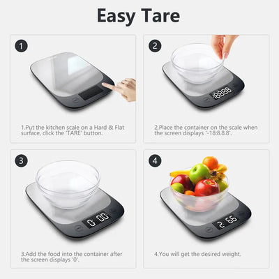 Clearance OZ/ML/G Kitchen Scale Stainless Steel Food Weighing Scale LED Display Bluetooth