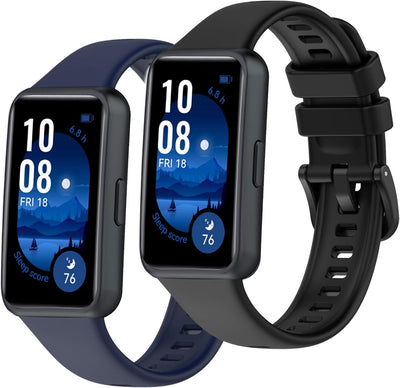 2-Pack Soft Sport Bands Compatible with Huawei Band 8/Huawei Band 9 Quick Release Replacement Wristband for Woman Man (Black/Navy)