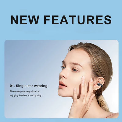 Wireless Ear Clip on Earphone Bluetooth-Compatible 5.4 Headset Waterproof Sports Earphones Clip on Headphone for Running Workout