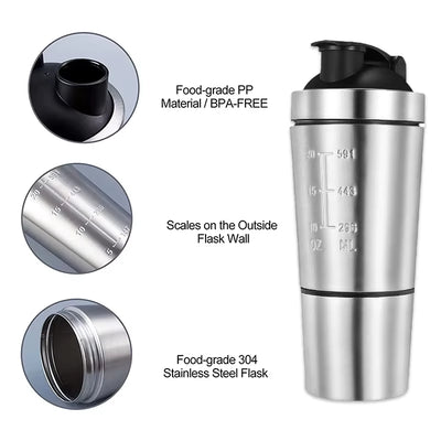 Stainless Steel Protein Shaker Cup Portable Fitness Sports Mug Nutrition Shakers Cup Water Bottles Water Cup Portable Shakers