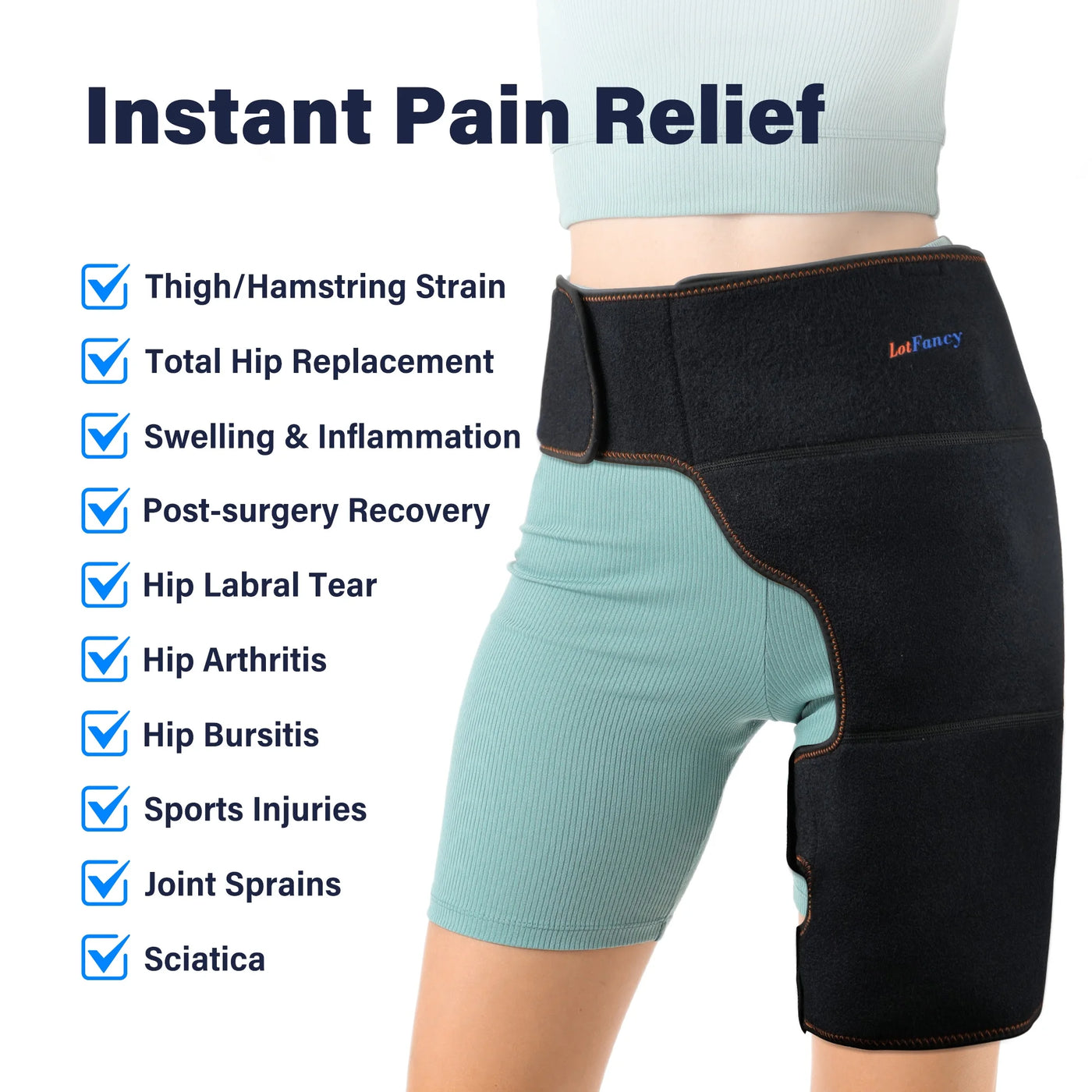 Hip Brace with Hot Cold Pack, Gel Ice Pack Groin Wrap for Injuries, Nerve Pain Relief