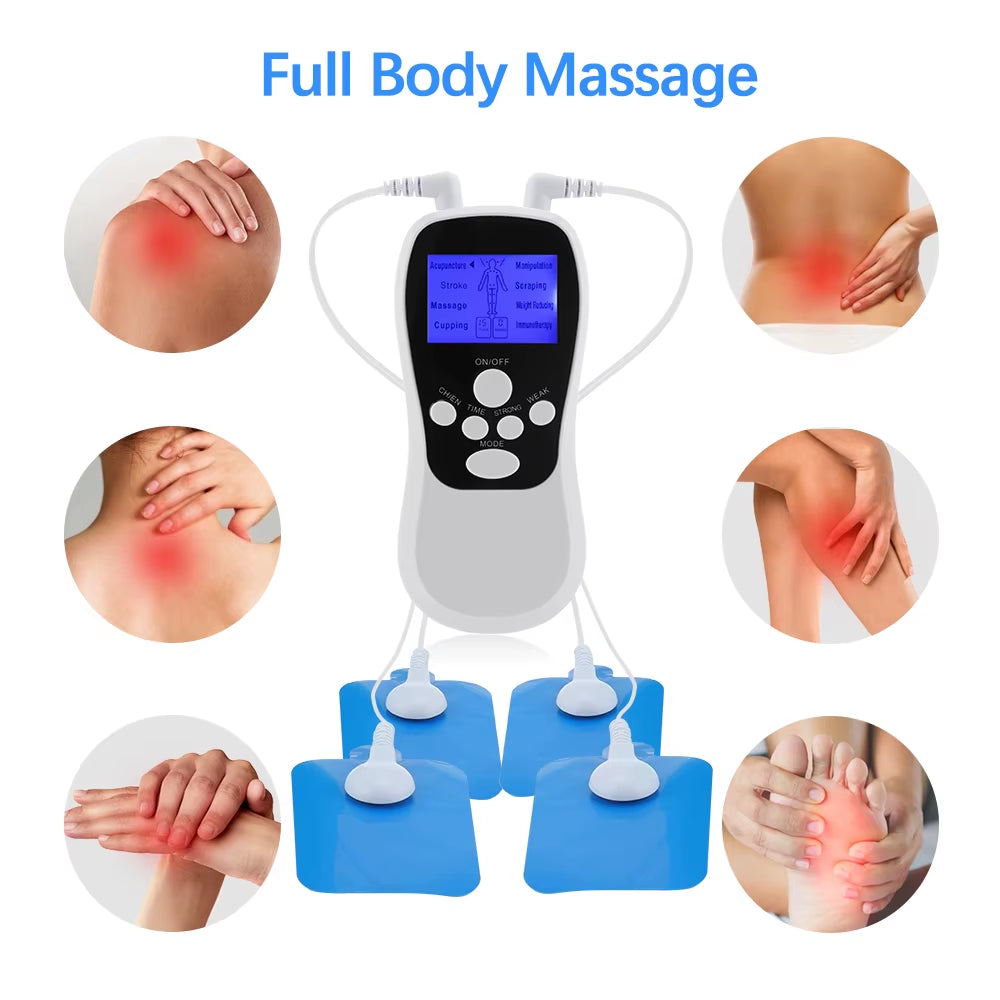 8 Modes Dual Channel Massager TENS EMS Unit 15 Intensity Muscle Stimulator for Pain Relief Therapy Electronic Pulse Massage
