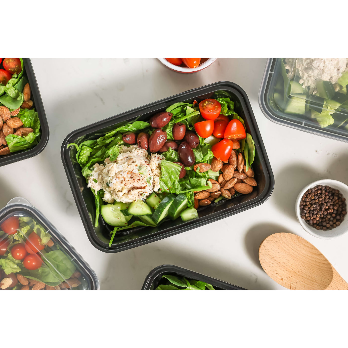 Meal Prep Food Storage Containers, Set of 10, Bpa-Free Single Compartment with Lids