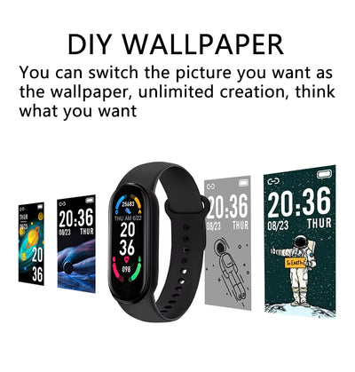 M6 Smart Watch Men Women Fitness Tracker Smartwatch Blood Pressure Heart Rate Monitor Fitness Band Smartbracelet for Android Ios
