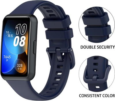 2-Pack Soft Sport Bands Compatible with Huawei Band 8/Huawei Band 9 Quick Release Replacement Wristband for Woman Man (Black/Navy)