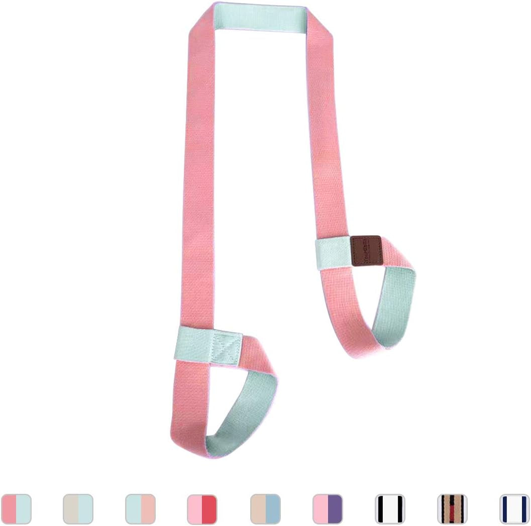 a Mat Strap/Sling Adjustable Exercise Mat Strap Carrier, Unique Macaron Style Colors, Made of Premium Polyester Cotton, Durable Delicate Texture Strap Only (Mintgreen+Pink)