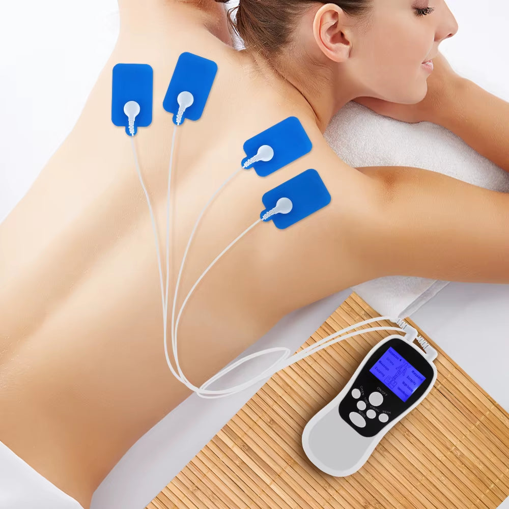 8 Modes Dual Channel Massager TENS EMS Unit 15 Intensity Muscle Stimulator for Pain Relief Therapy Electronic Pulse Massage
