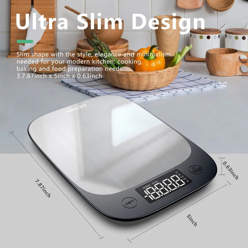 Clearance OZ/ML/G Kitchen Scale Stainless Steel Food Weighing Scale LED Display Bluetooth