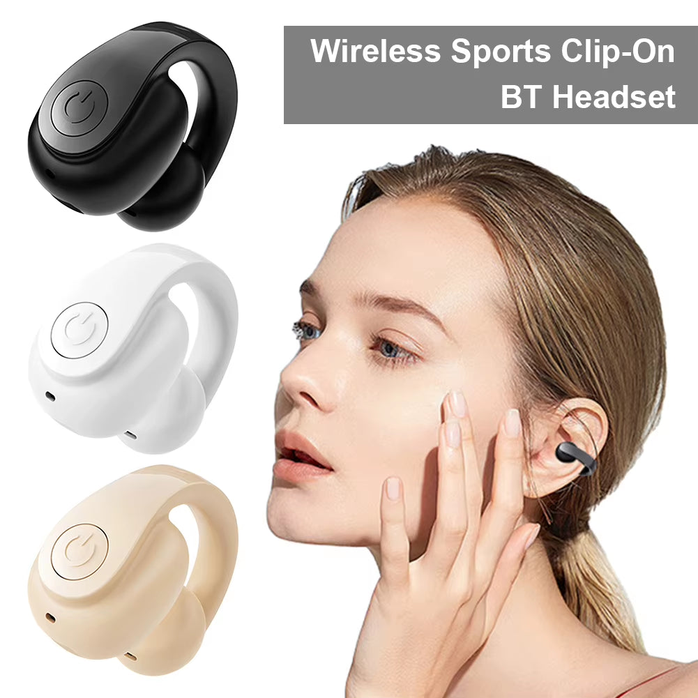 Wireless Ear Clip on Earphone Bluetooth-Compatible 5.4 Headset Waterproof Sports Earphones Clip on Headphone for Running Workout