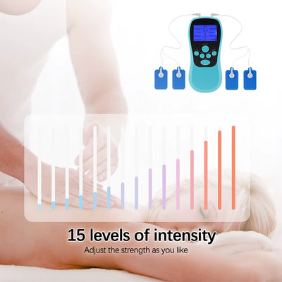 8 Modes Dual Channel Massager TENS EMS Unit 15 Intensity Muscle Stimulator for Pain Relief Therapy Electronic Pulse Massage