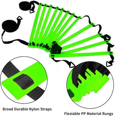 Agility Ladder-Speed Training Ladder Football Training Ladder with Resistance Bands for Teens Green