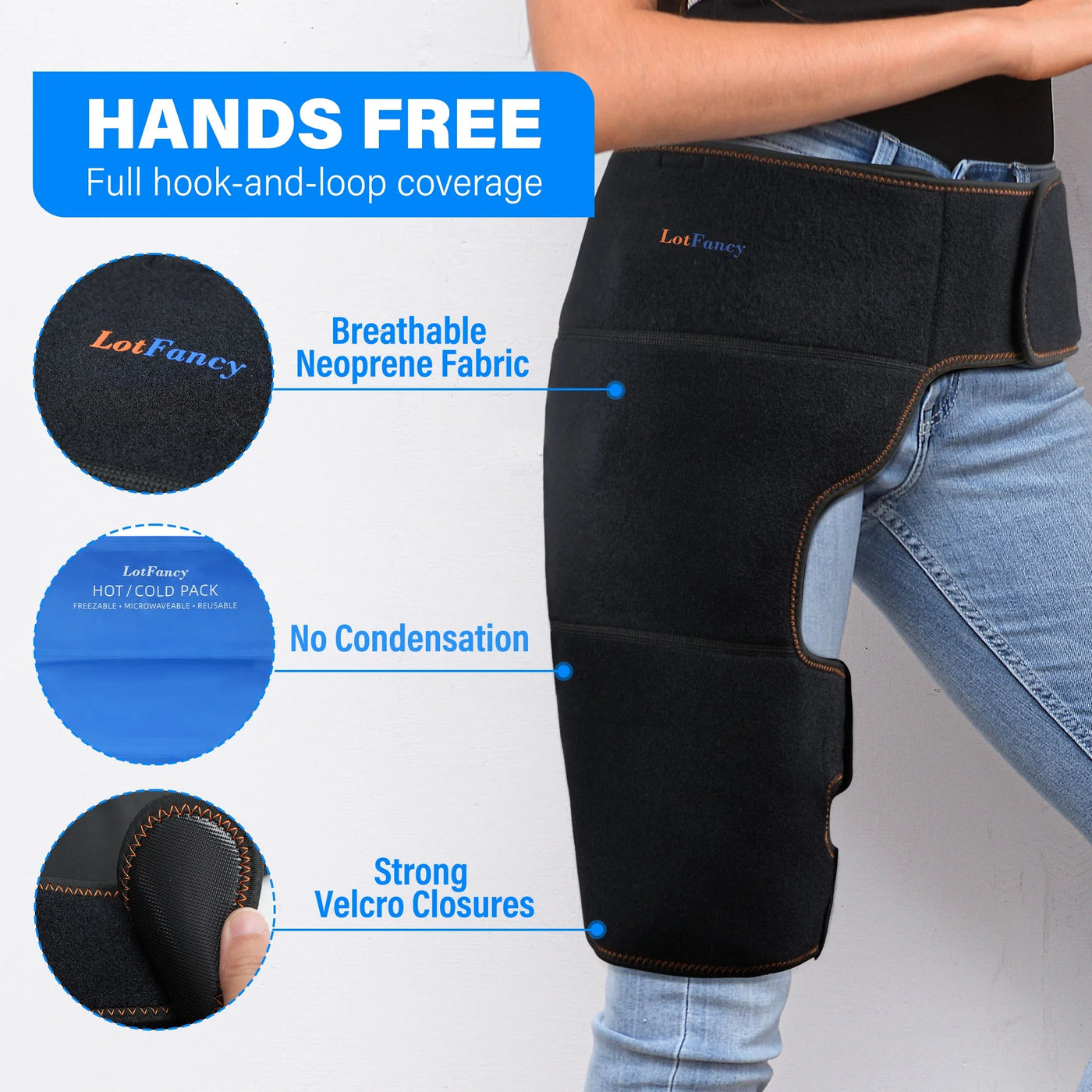 Hip Brace with Hot Cold Pack, Gel Ice Pack Groin Wrap for Injuries, Nerve Pain Relief