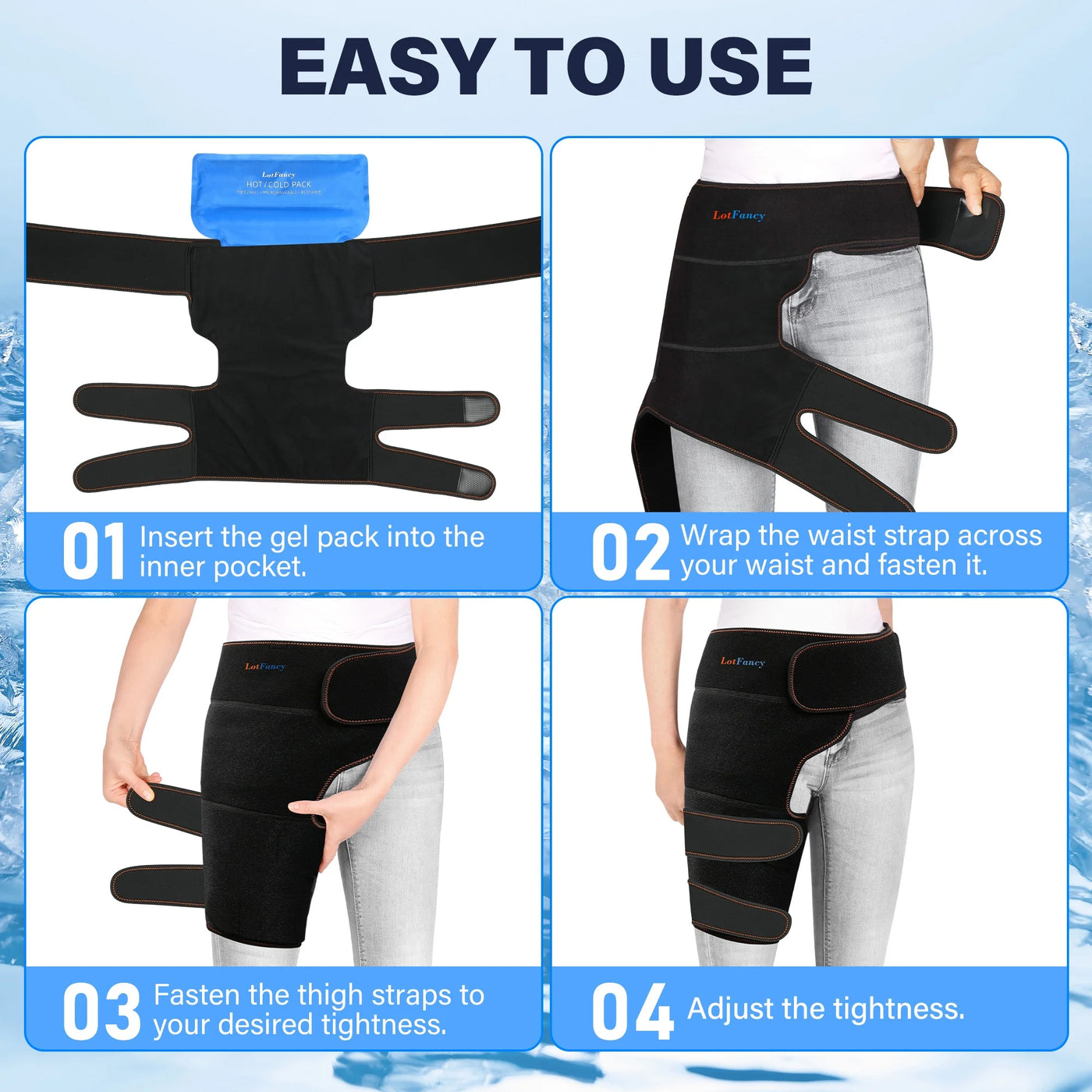 Hip Brace with Hot Cold Pack, Gel Ice Pack Groin Wrap for Injuries, Nerve Pain Relief
