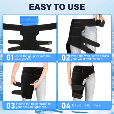 Hip Brace with Hot Cold Pack, Gel Ice Pack Groin Wrap for Injuries, Nerve Pain Relief